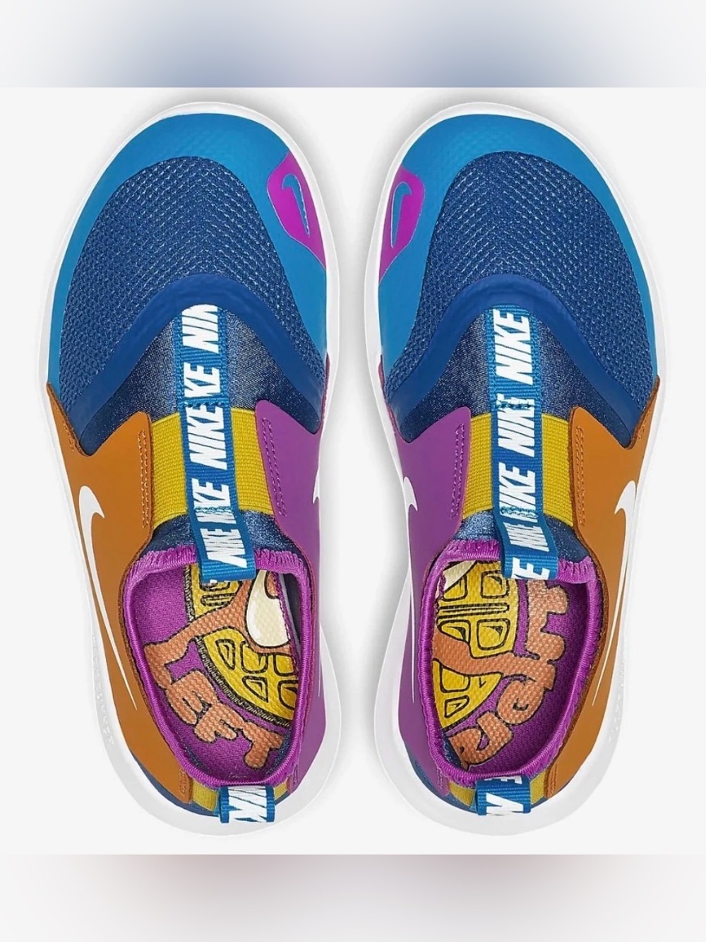 Nike Kids Slip-On Sneakers in Teal, Pink, Orange - Picture 1 of 9